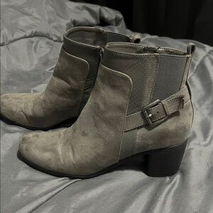 Grey suede Ankle Boots with Buckle